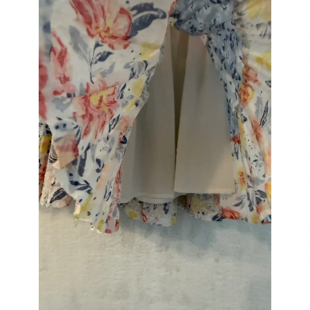 Haute Hippie Kids Floral Tiered Smocked Dress Girls Size 3T Flutter Sleeve Blue